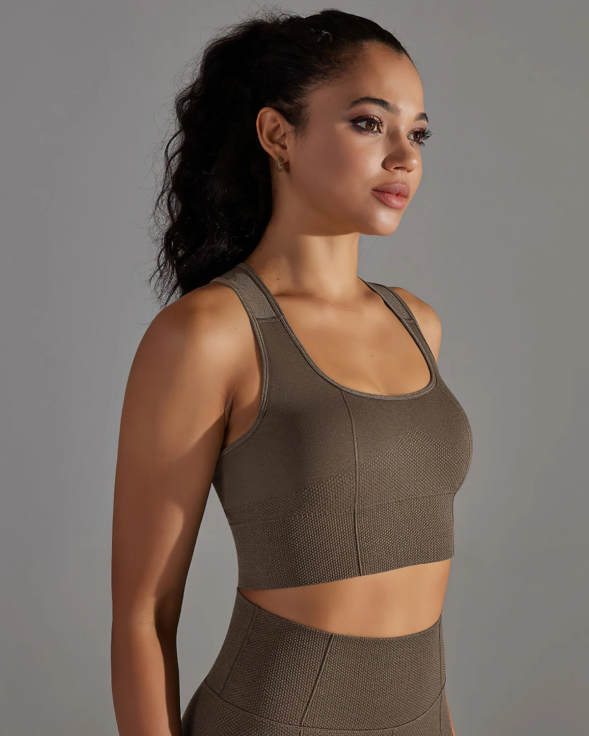 Alodia Racerback Sports Bra - Brown - Image 2