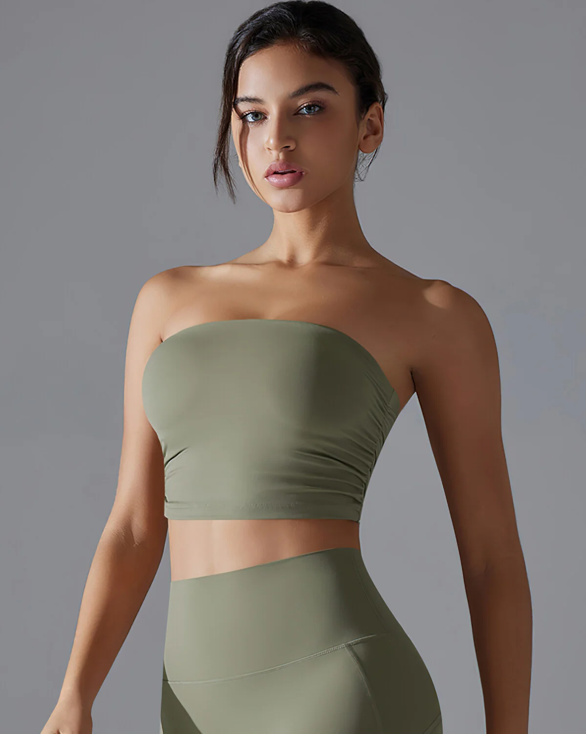 Bianca Ruched Crop Top - Green