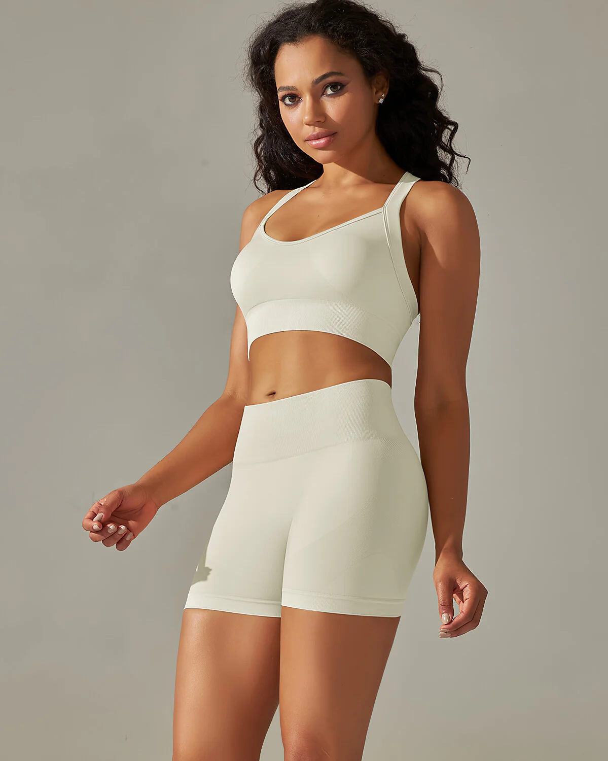 Cleo Crossback Sports Bra - Beige - Image 6