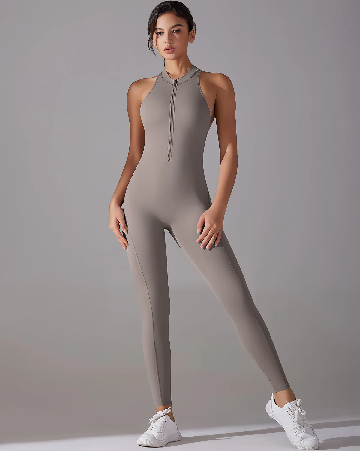 Coralie Seamless Scrunch Jumpsuit - Ash Brown - Image 3
