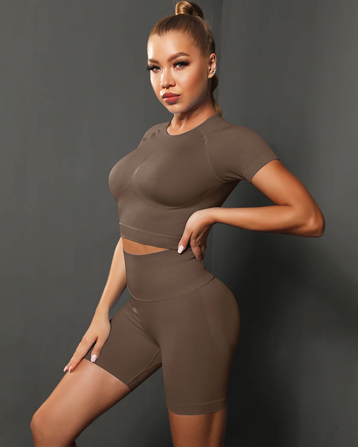 Ella Seamless Shorts - Brown - Image 5