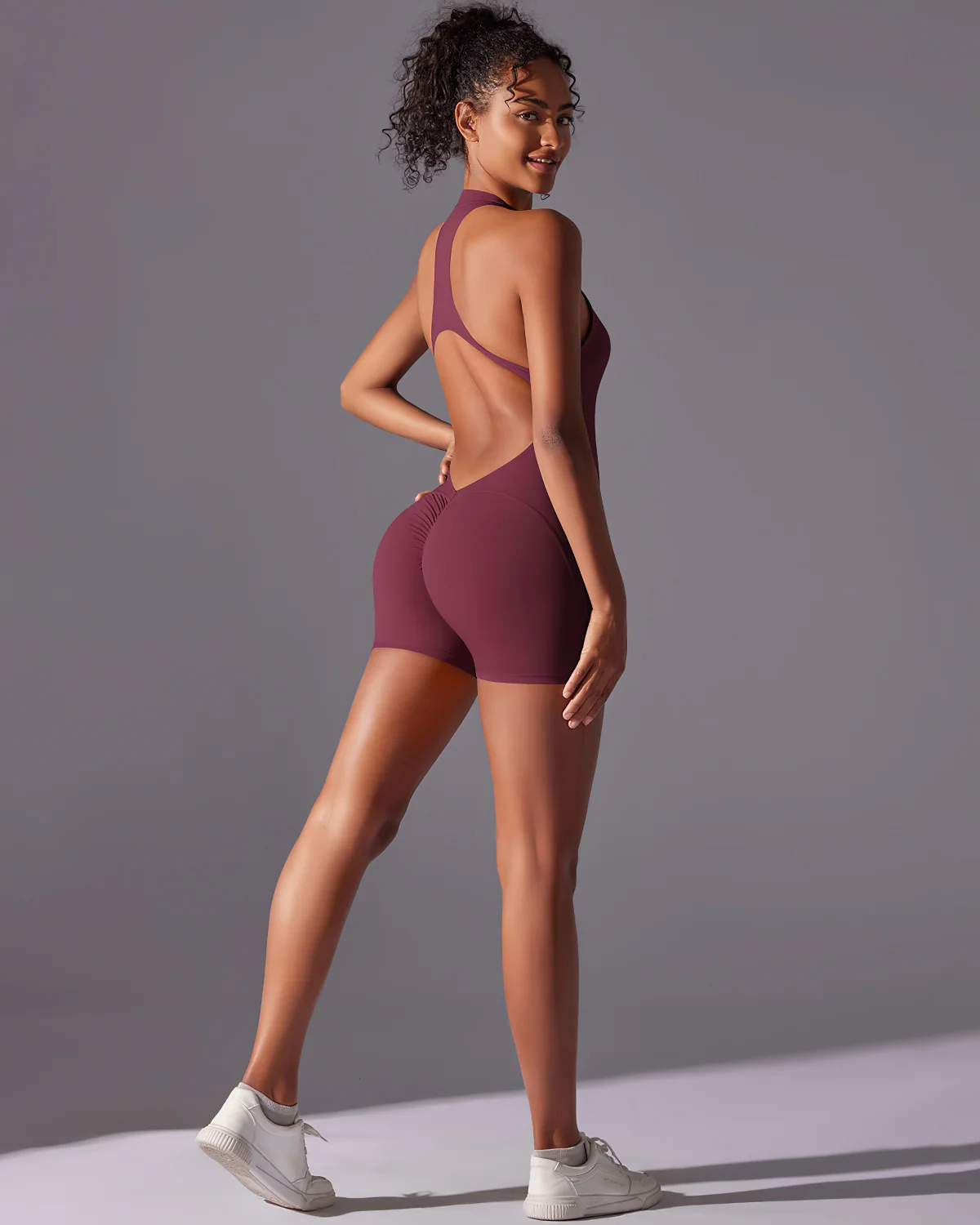 Elodie Seamless Scrunch Jumpsuit - Burgundy - Image 6