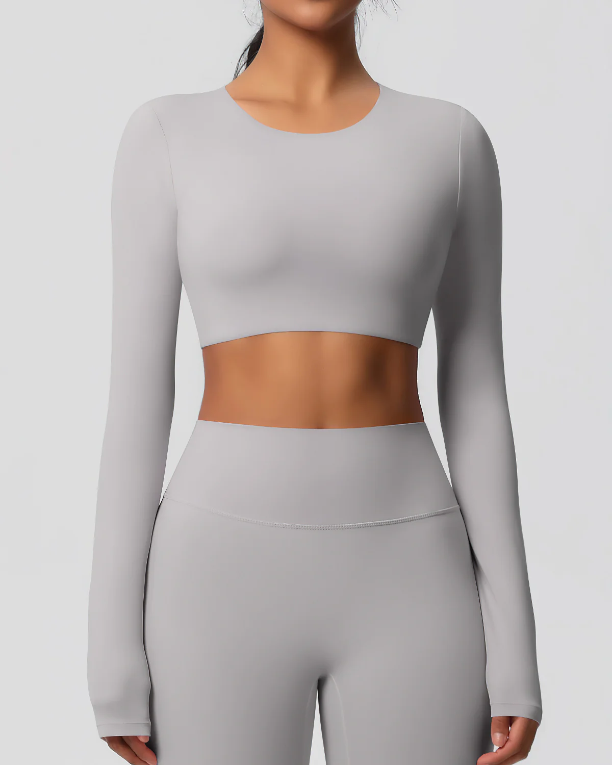 Gwen Cropped Long Sleeve - Light Grey - Image 3