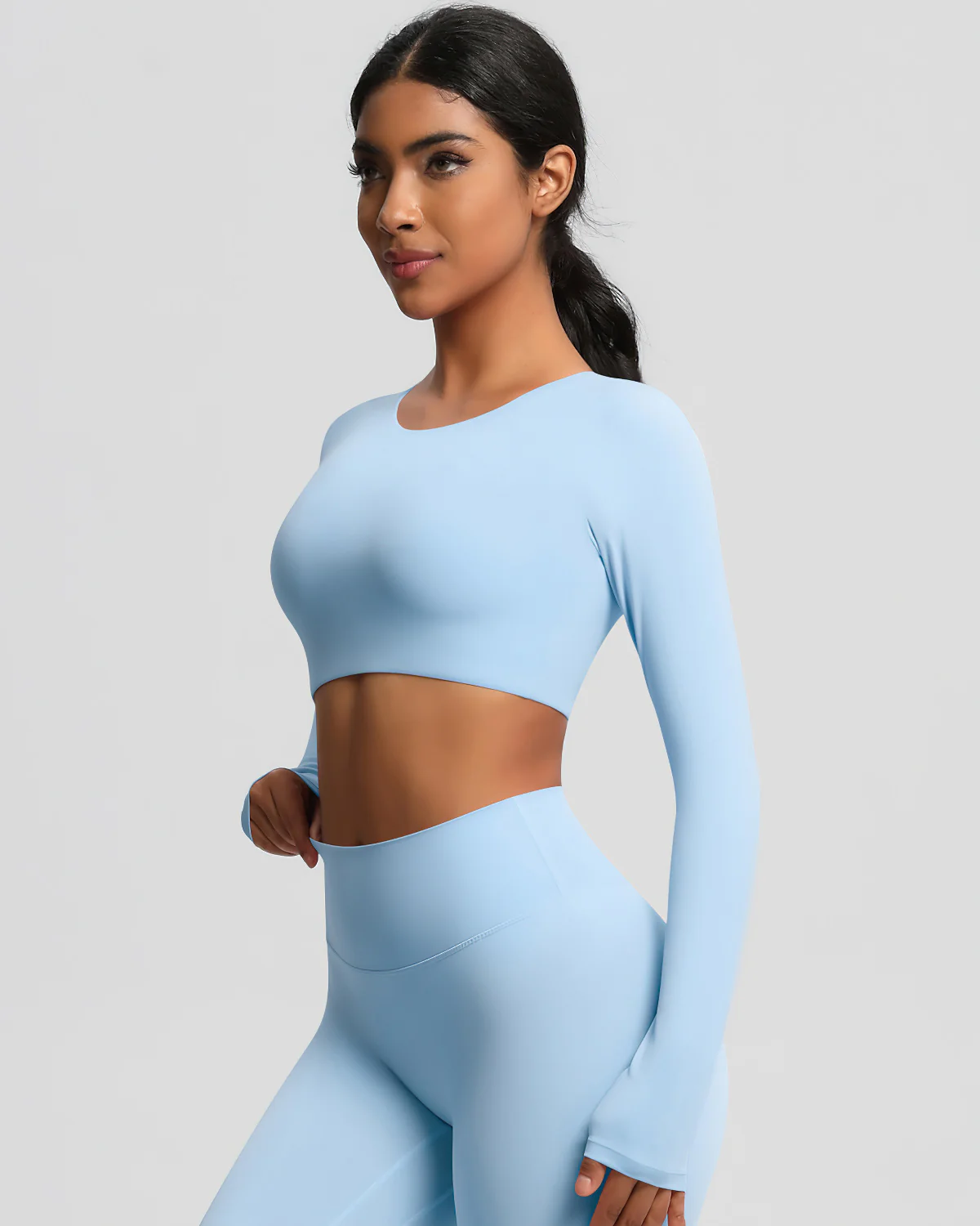 Gwen Cropped Long Sleeve - Sky Blue - Image 8