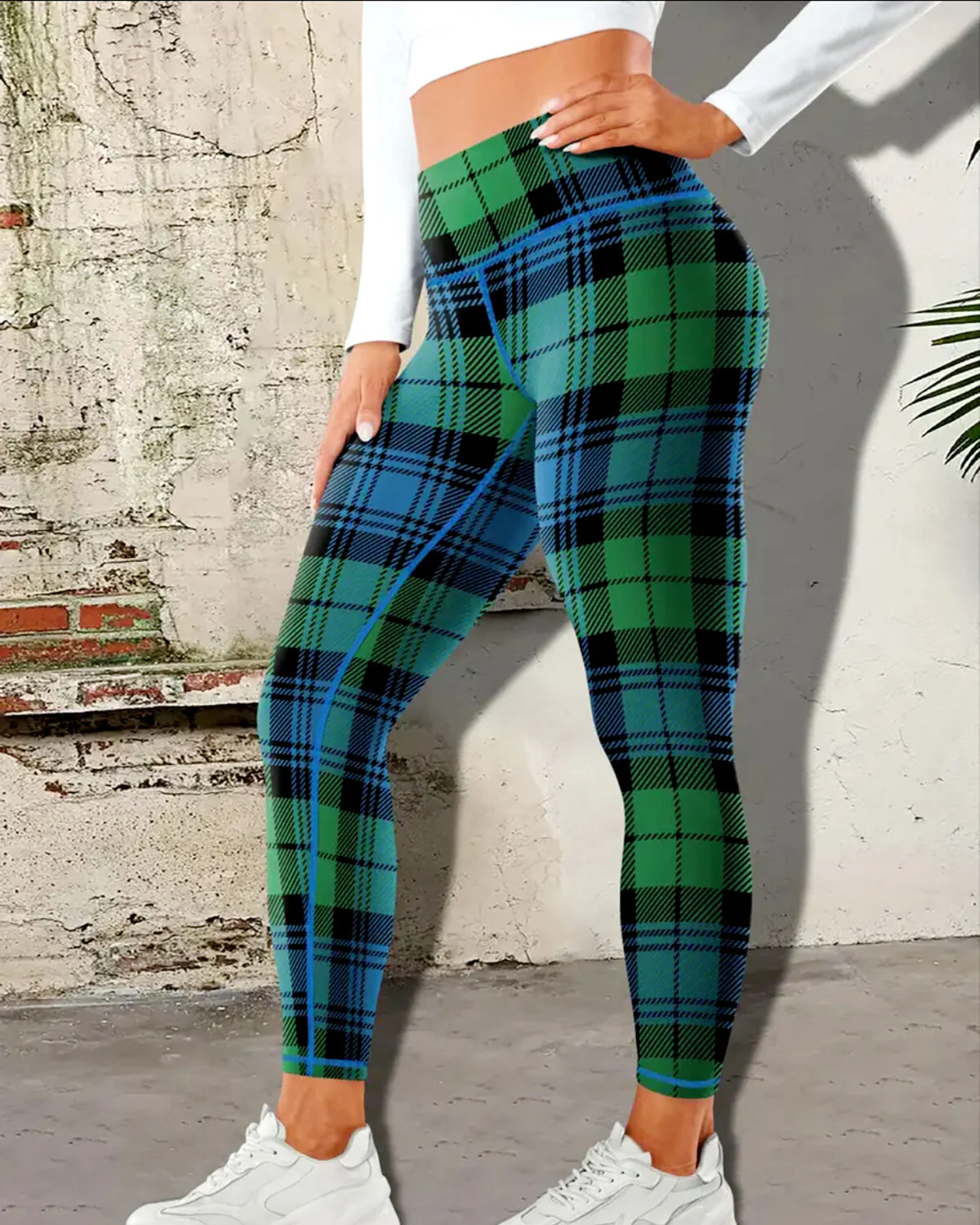 Remix Plaid Leggings - Evergreen - Image 3