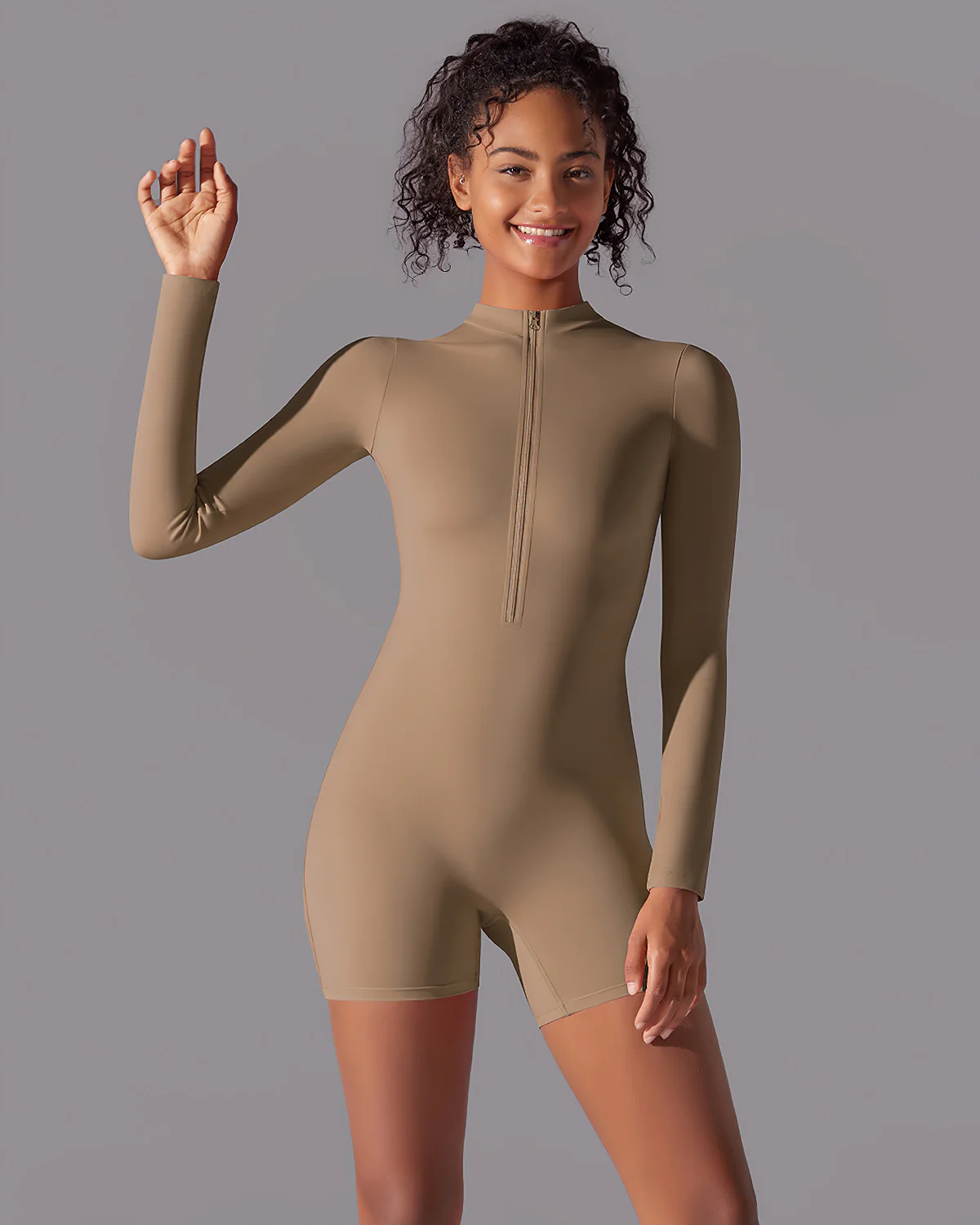 Scarlett Seamless Jumpsuit - Brown - Image 3