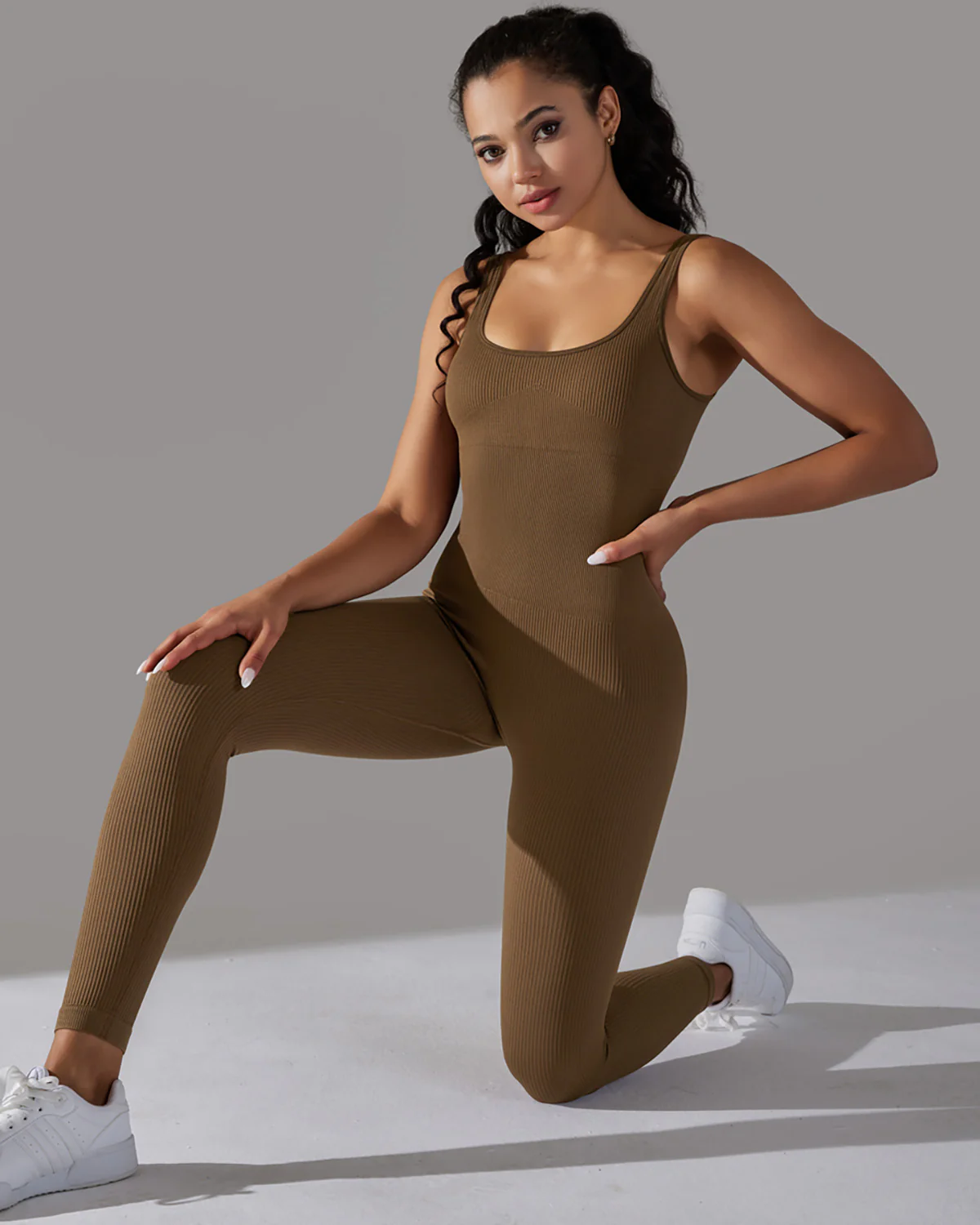 Veda Seamless Jumpsuit - Brown - Image 3